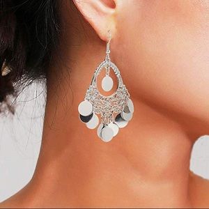 Silver Bohemian Chandelier Earrings